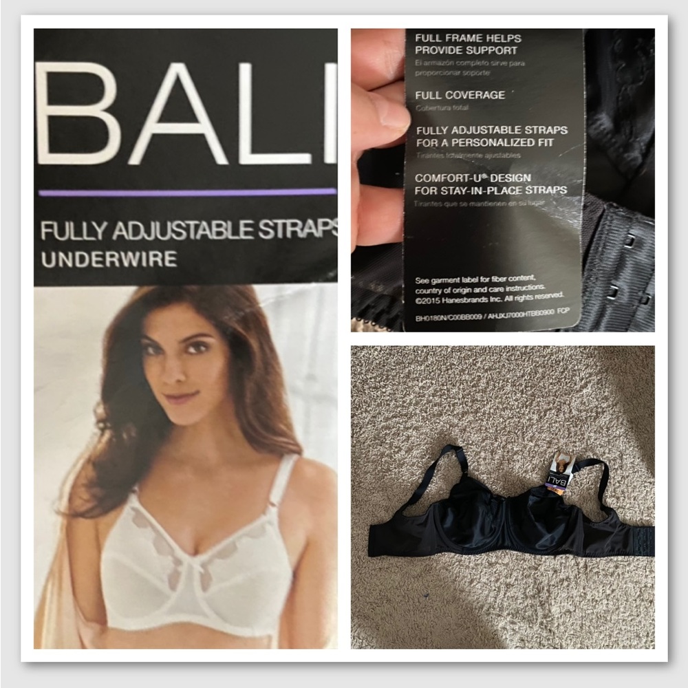 NEW Bali Underwire Minimizer Bra Style DF0180 Black Size 36 DD No Pads reg $39